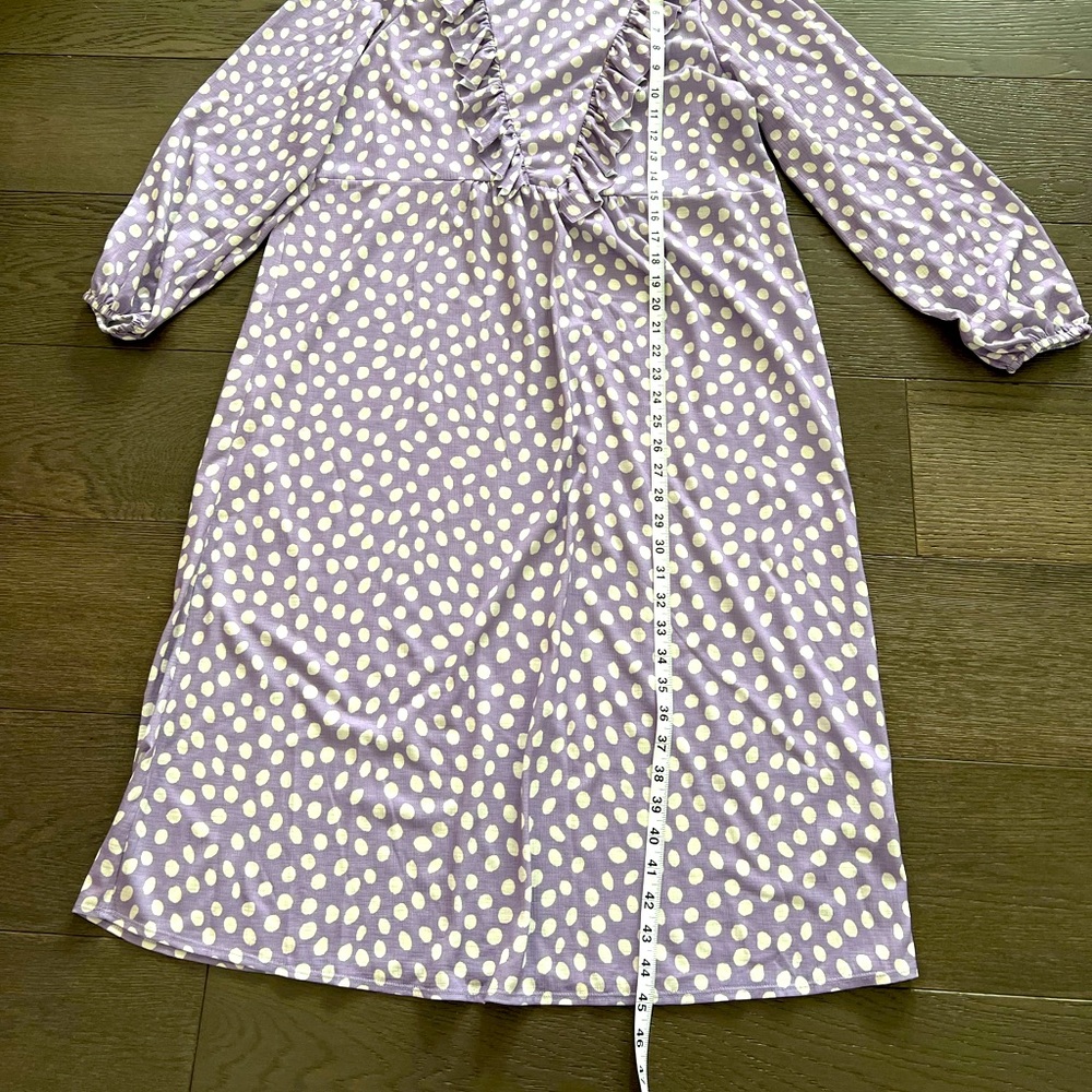 Womens Zara polka dot purple dress with Ruffles, sz Medium - Picture 7 of 11
